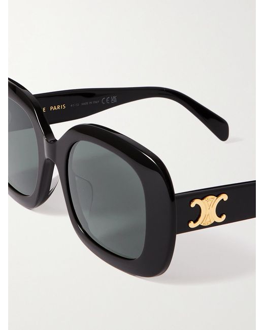Céline Black Triomphe Oval-Frame Acetate Sunglasses