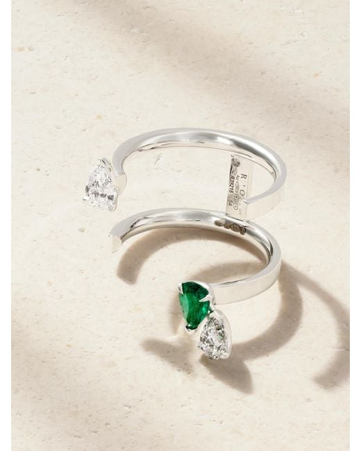 Repossi Natural Serti Sur Vide 18-Karat, Diamond And Emerald Ring