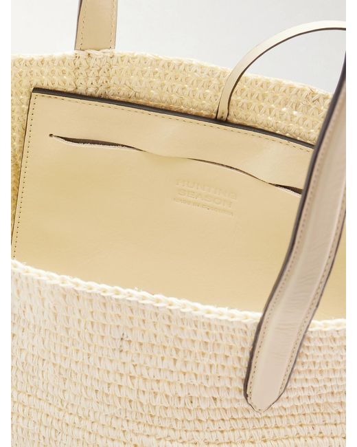 Hunting Season Natural Market Leather-Trimmed Raffia Tote
