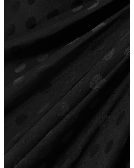 Isabel Marant Black Albini Gathered Polka-Dot Stretch-Silk Jacquard Midi Dress