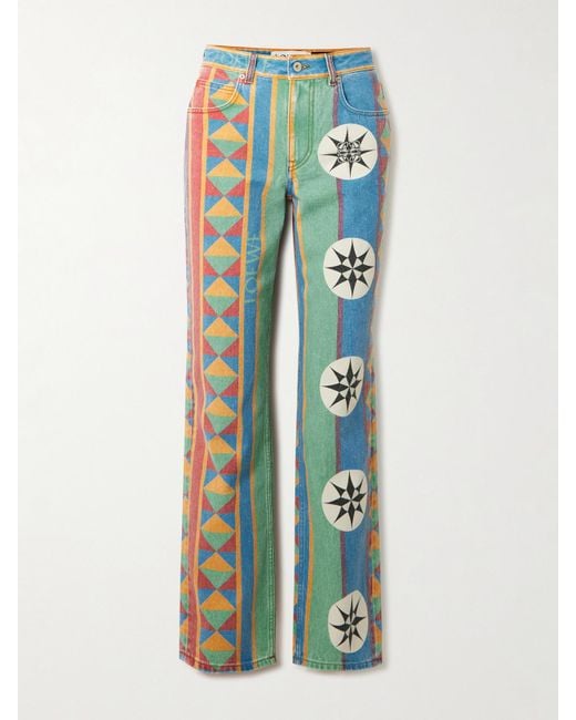 Loewe Blue Paula's Ibiza Halbhohe, Bedruckte Jeans Mit Geradem Bein