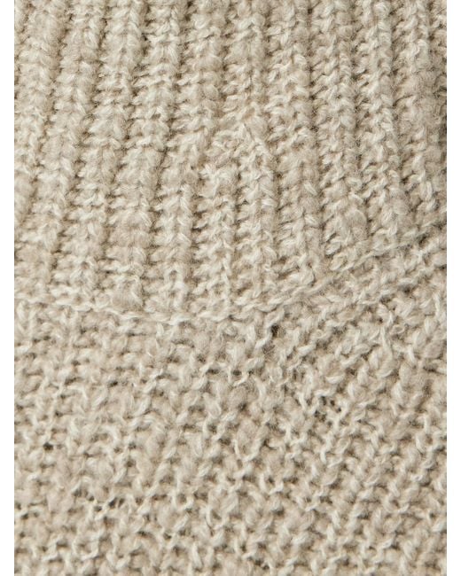 Loro Piana Natural Ribbed Cashmere Turtleneck Sweater