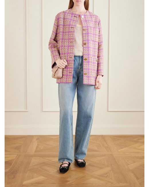 Gucci Crystal-Embellished Knitted Silk Top in Natural | Lyst