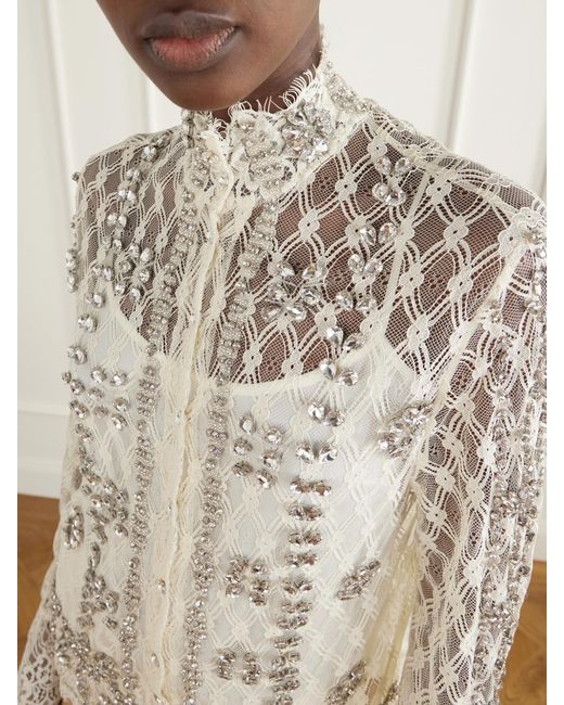Costarellos Natural Lilou Embellished Lace Shirt