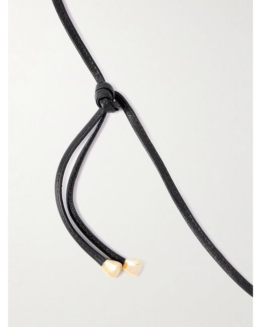 Bottega Veneta Black Plated And Leather Necklace