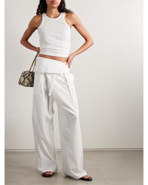 Wardrobe NYC White Fischerhose Mit Weitem Bein Aus Baumwolle Mit Schnürung