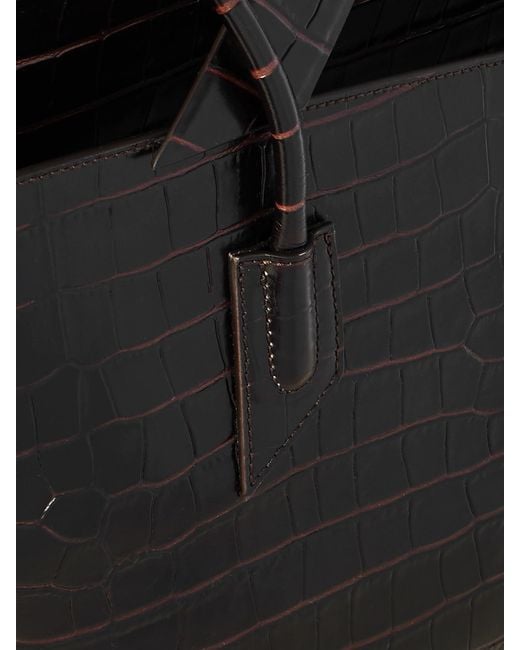 The Attico Black La Passeggiata Medium Asymmetric Croc-Effect Leather Tote
