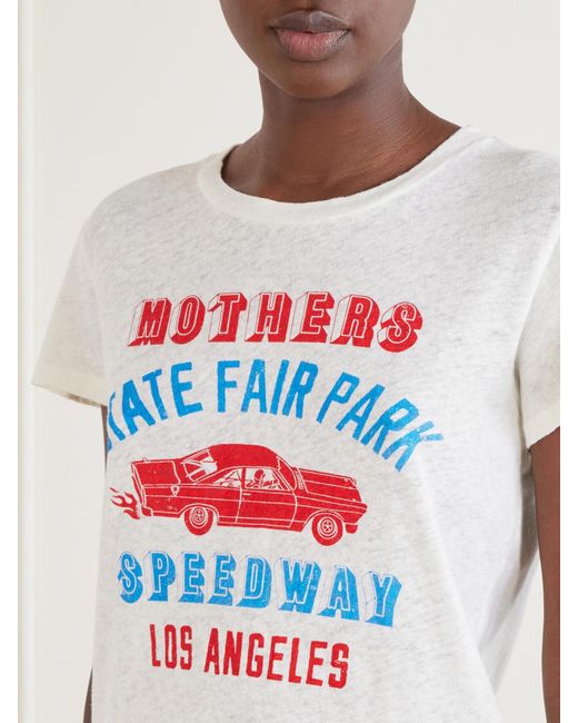 Mother White The Lil Sinful Printed Cotton And Linen-Blend Jersey T-Shirt