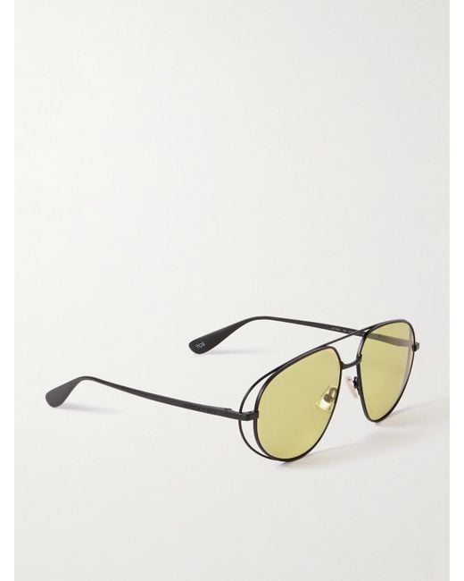 Bottega Veneta Metallic Aviator-Style Gunmetal-Tone Sunglasses