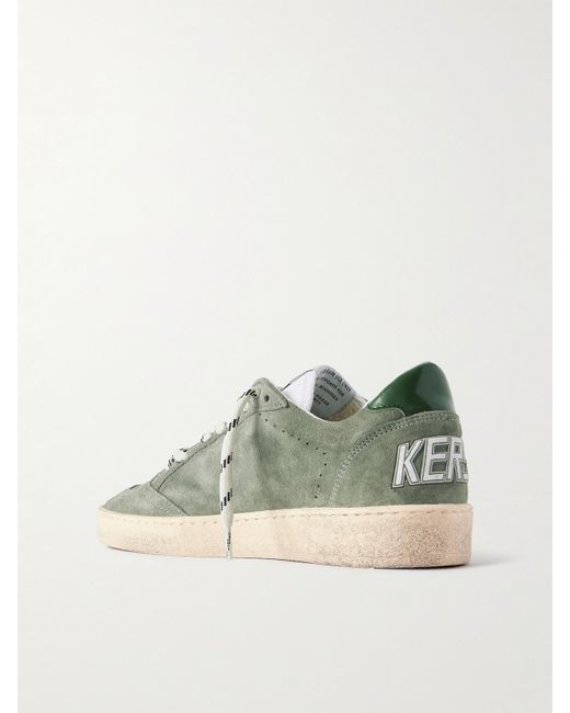 Golden Goose Deluxe Brand Green Ball Star Distressed Leather-Trimmed Suede Sneakers
