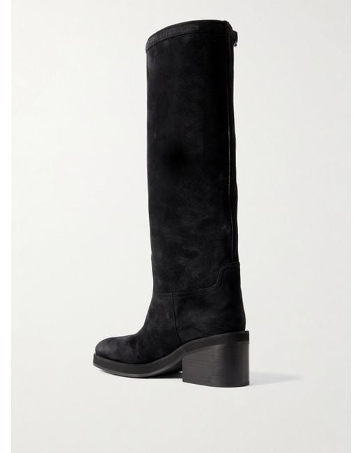 Jimmy Choo Black Yasmin 70 Kniehohe Stiefel Aus Veloursleder