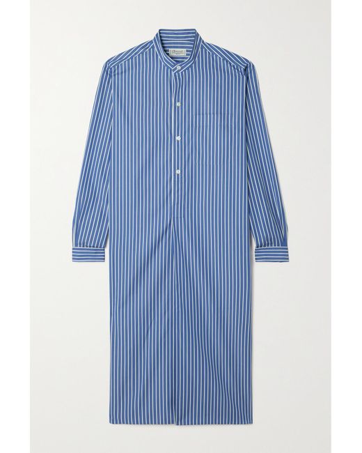 Charvet Blue Elysee Oversized Striped Cotton-poplin Nightdress