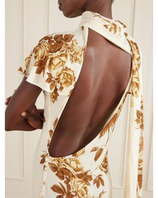 Magda Butrym Metallic Floral-Print Stretch-Jersey Midi Dress