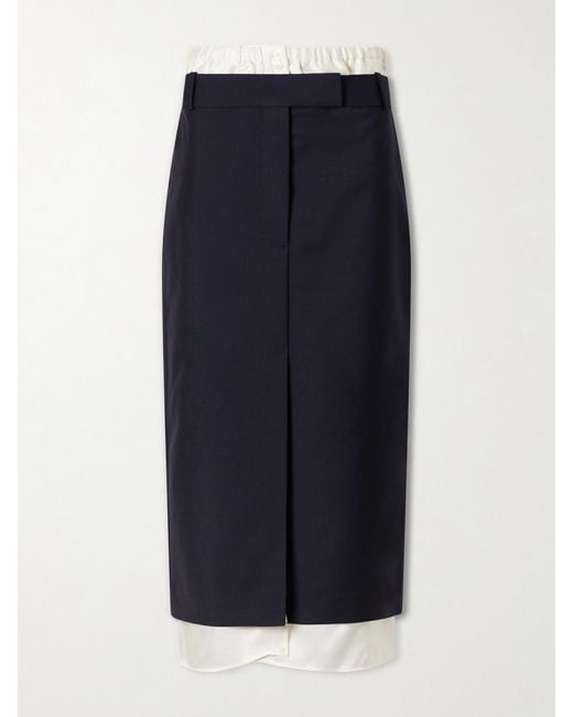 Rohe Blue Ruched Wool And Mohair-Blend Midi Skirt