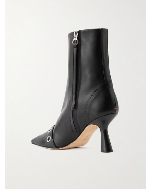 Aeyde Black Halima Buckled Leather Boots