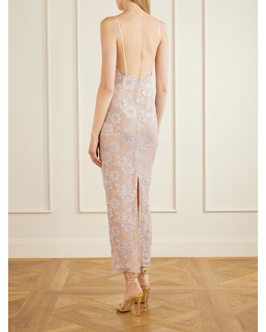 Alessandra Rich White Bow-Detail Lace And Sequins-Embroidered Gown