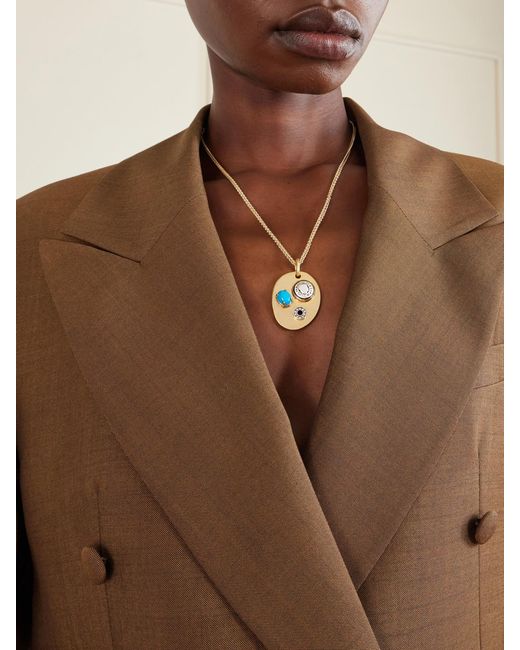 Maison Mayle Metallic Arpelle-Plated, Pewter And Crystal Necklace