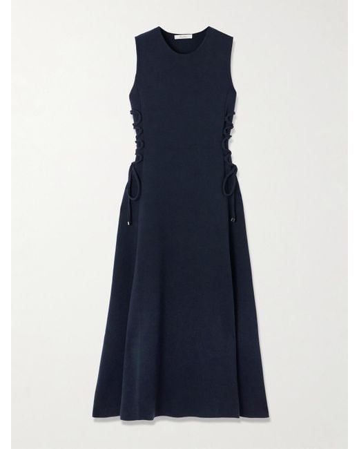 Max Mara Blue Delfi Midikleid Aus Wolle Mit Schnürungen