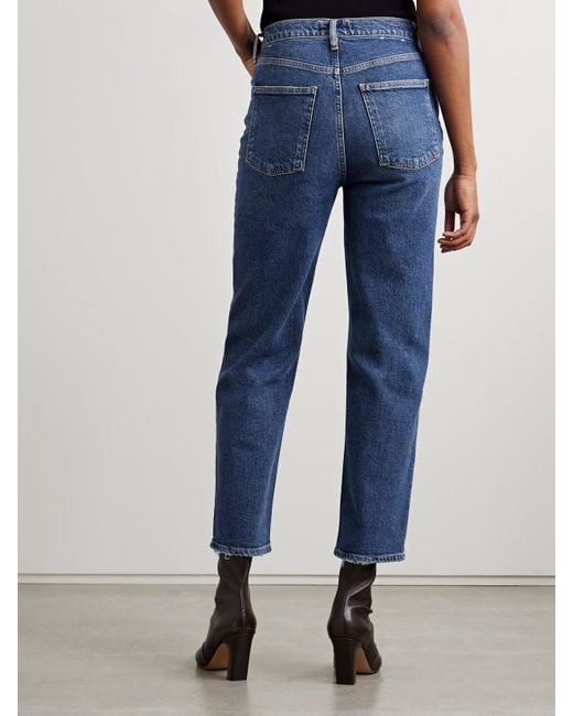 Agolde Blue '90S Pinch Waist Cropped High-Rise Straight-Leg Jeans