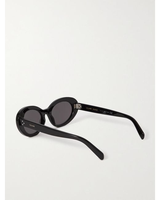 Céline Black Oval-Frame Acetate Sunglasses