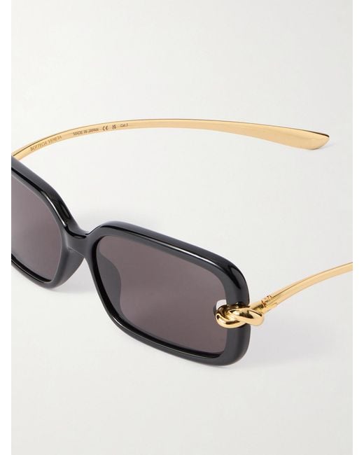 Bottega Veneta Black Knot Rectangular-Frame Acetate And-Tone Sunglasses