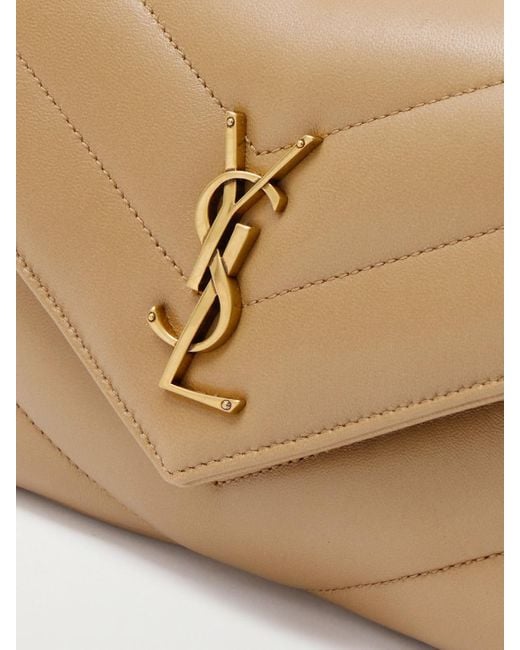 Saint Laurent Natural Loulou Schultertasche Aus Gestepptem Leder