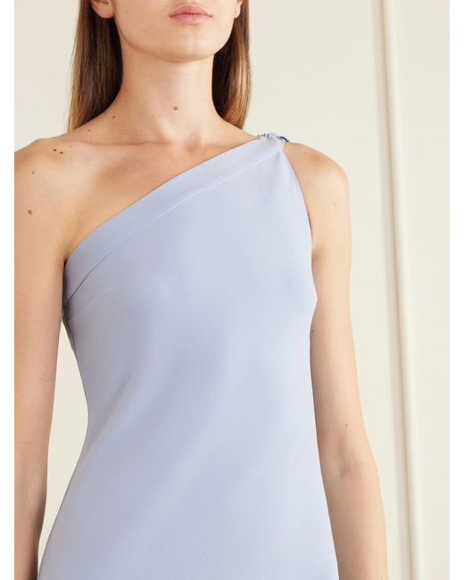 BERNADETTE White Alexander One-Shoulder Bow-Detailed Crepe Gown