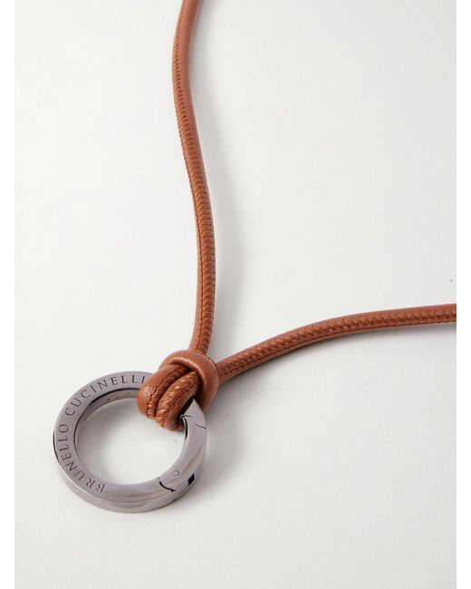 Brunello Cucinelli White Leather And-Tone Necklace