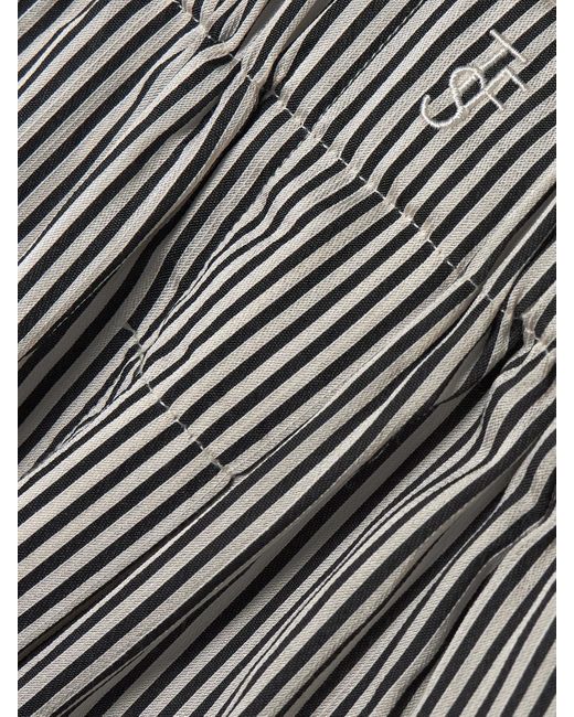 Frankie Shop Gray Lui Embroidered Striped Woven Shorts