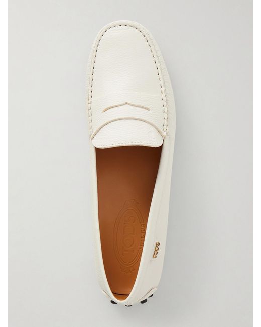 Tod's Natural Gommino Loafers Aus Strukturiertem Leder