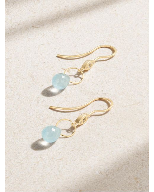 Melissa Joy Manning Natural 14-Karat Recycled, Aquamarine And Diamond Earrings