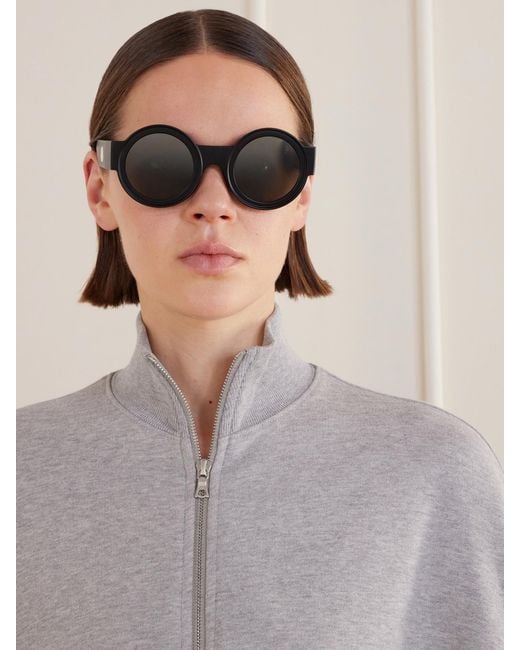Moncler Black Round-Frame Acetate Sunglasses