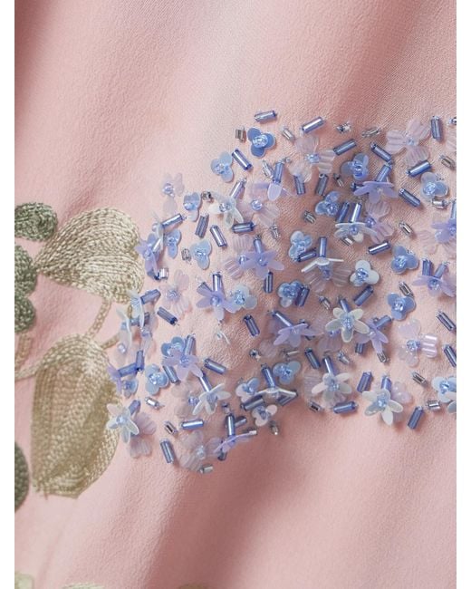 BERNADETTE Pink Nathalie Off-The-Shoulder Embellished Silk Crepe De Chine Gown