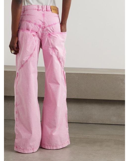 The Attico Pink Paneled Low-Rise Wide-Leg Jeans