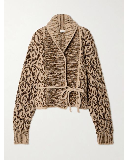 Dries Van Noten Natural Jacquard-Knit Wool-Blend Cardigan