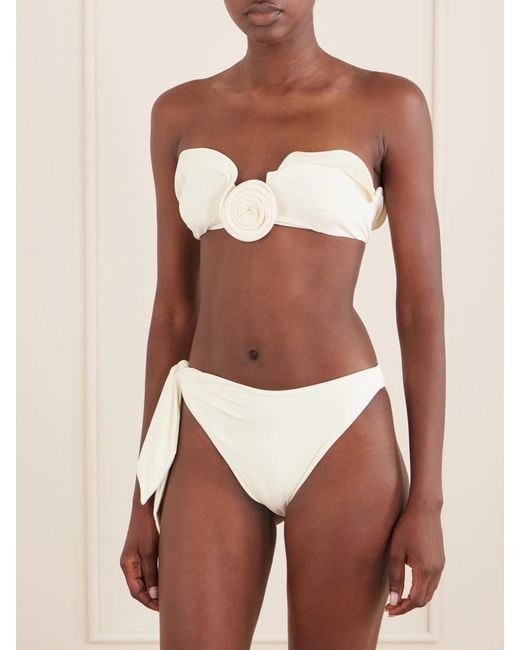 Magda Butrym Natural Appliquéd Stretch-Jersey Bikini Top