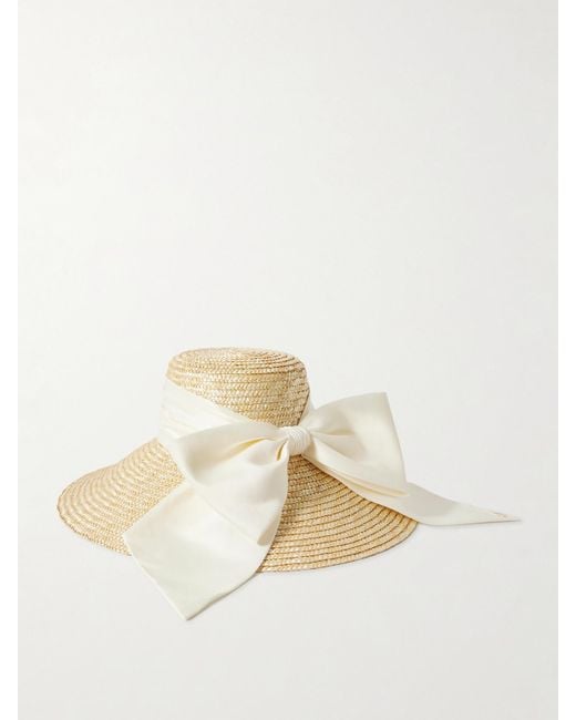 Eugenia Kim Natural Mirabel Grosgrain-Trimmed Straw Sunhat