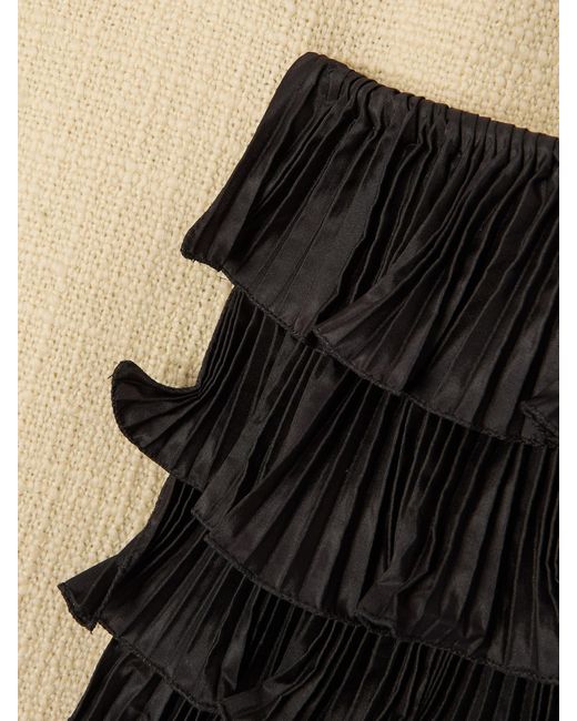 Valentino Garavani Black Ruffled Taffeta-Trimmed Wool-Blend Tweed Mini Skirt