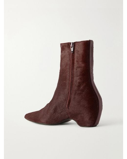 Khaite Brown Sybil Calf Hair Ankle Boots