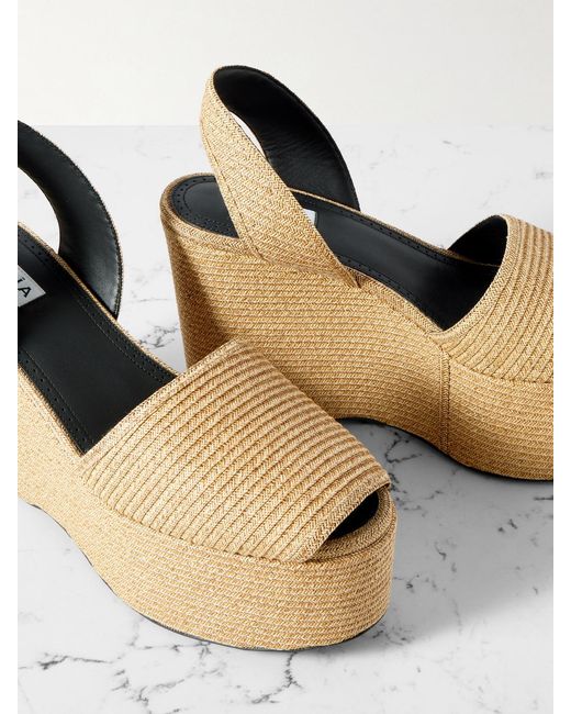 Alaïa Natural Straw Slingback Platform Wedge Sandals
