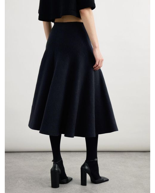 Alaïa Black Pleated Knitted Cashmere And Wool-Blend Midi Skirt
