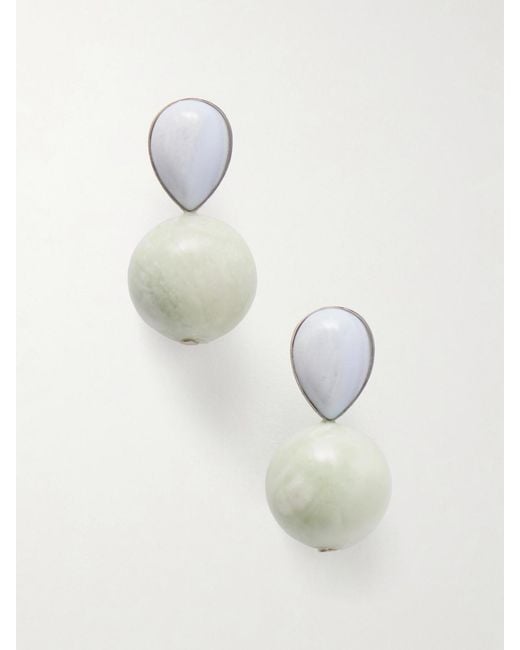 Jennifer Behr White Allison-Tone Jade Earrings