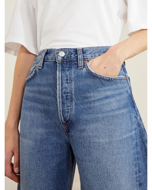 Agolde Blue Luna Pieced High-Rise Barrel-Leg Jeans