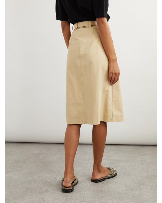 Dries Van Noten Natural Belted Cotton-Canvas Midi Skirt