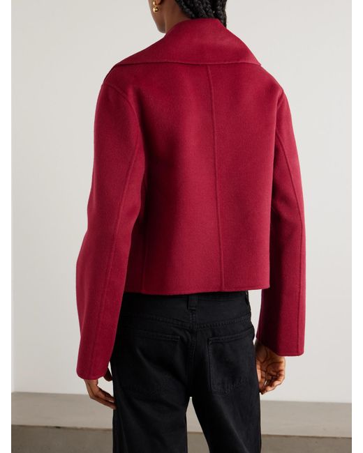Veste Raccourcie À Double Boutonnage En Laine Et Cachemire Mélangés Delano Joseph en coloris Red