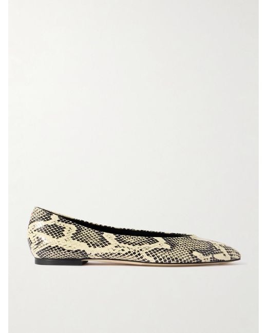 Aeyde White Ellie Snake-Effect Leather Ballet Flats