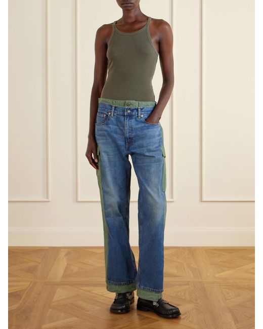 Junya Watanabe Blue Levi's Ripstop-Trimmed Mid-Rise Straight-Leg Jeans