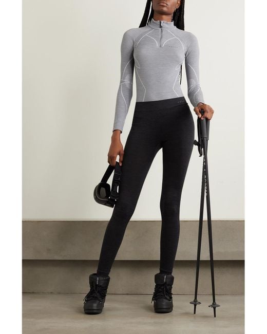Falke Black Technical Stretch Wool-Blend Leggings