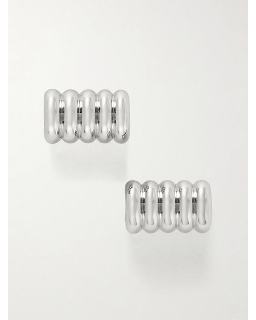 DEHANCHE White Hollyhock Large-Tone Earrings