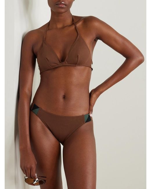 Eres Brown Cubisme Patchwork Triangle Bikini Top